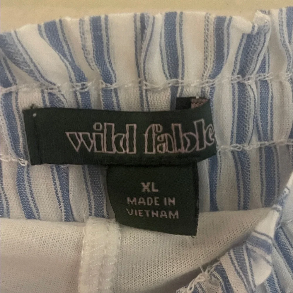 Wild Fable Blue & White Striped Lace Tiered Mini Skirt NWT XL Cottagecore - Picture 7 of 7